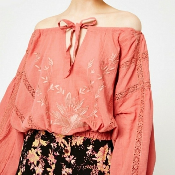 Free People S Maria Maria Lace Blouse Embroidered Athena OB931446 Long Sleeve - Picture 4 of 11